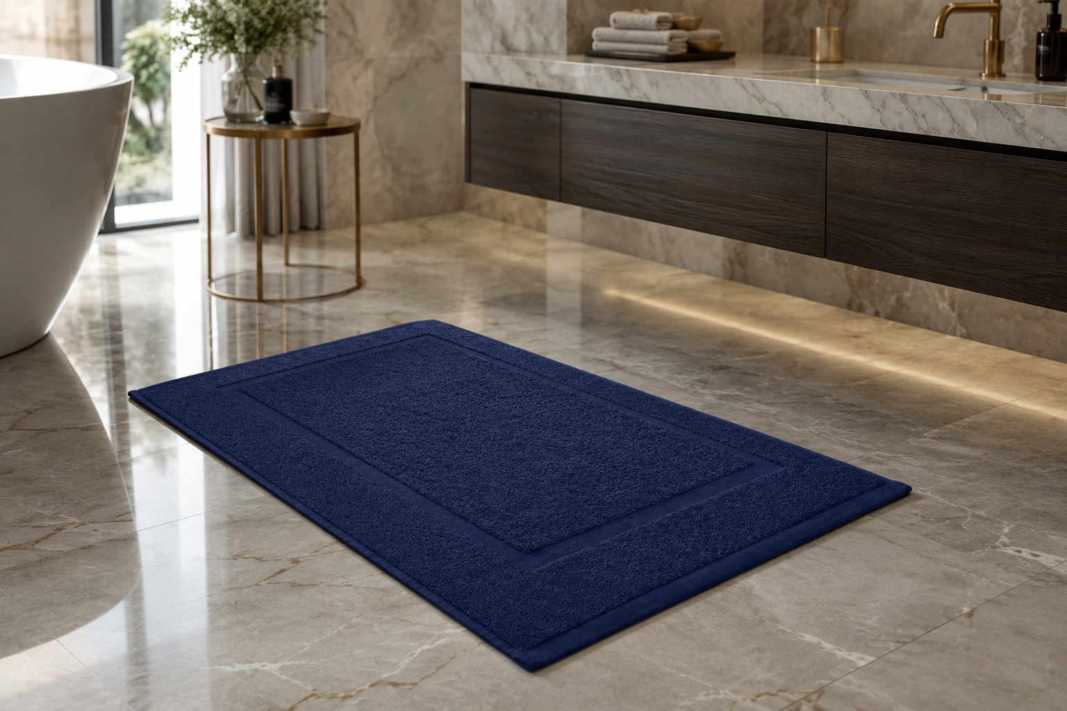 The Linen Room Luxury Bath Mat – 100% Premium Cotton – 50 × 70 cm – 850 GSM 20/2 Double Yarn– Extra Soft & Highly Absorbent
